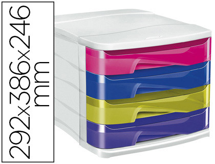 Module de classement CEP Happy 4 tiroirs multicolore vue 2