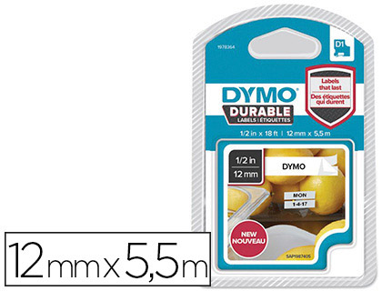 DYMO D1 NOIR/BLANC 12mmx5,5m