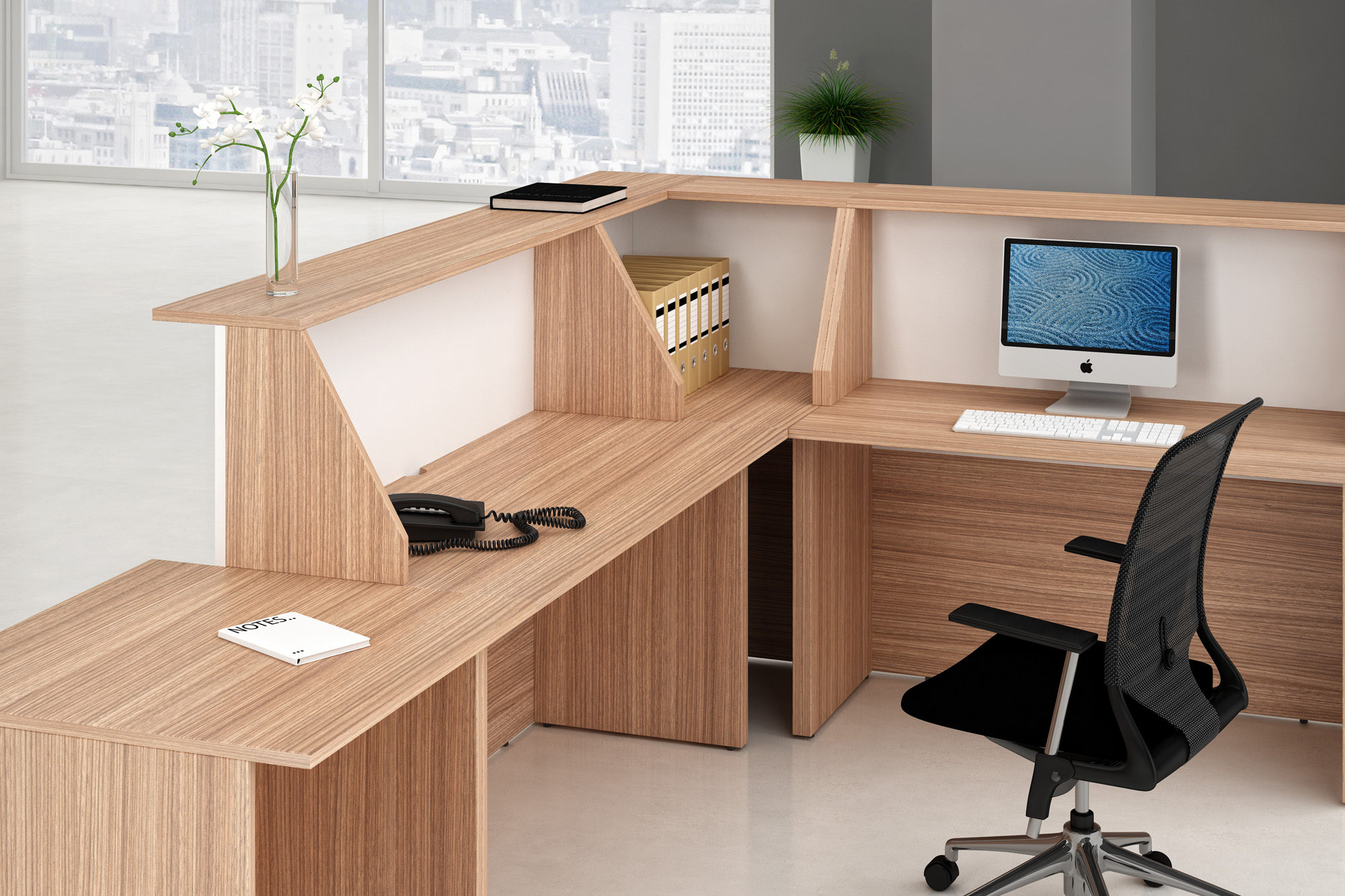 Artarredi banque d'accueil ALICANTE noyer naturel & blanc