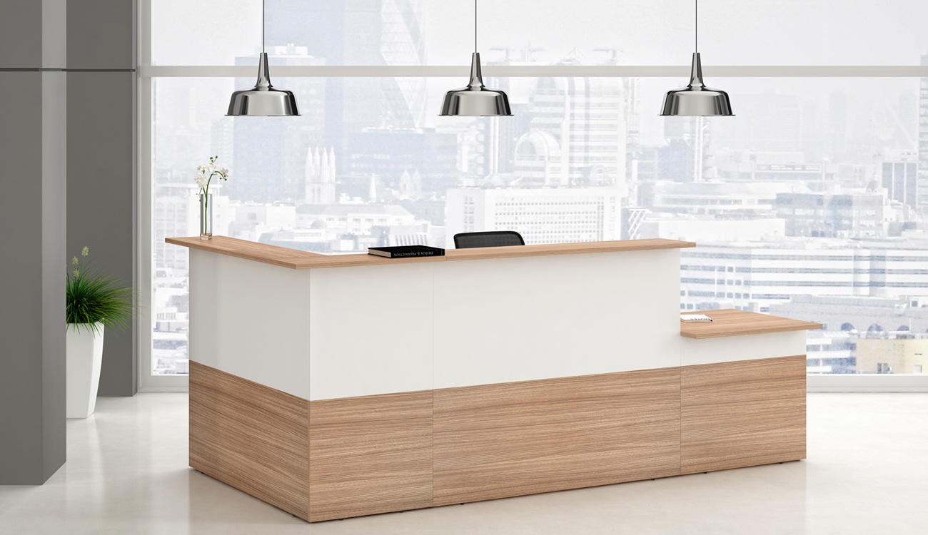Artarredi banque d'accueil ALICANTE noyer naturel & blanc