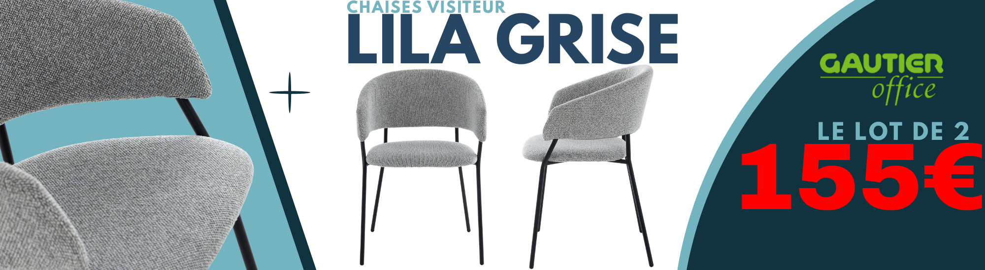 Gautier Office LILA GRISE lot de 2