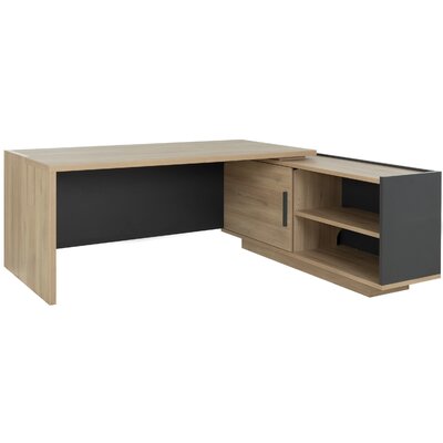 Bureau retour crédence droit Brabant 180 et 200 cm chêne du bocage anthracite Gautier Office, vue 2