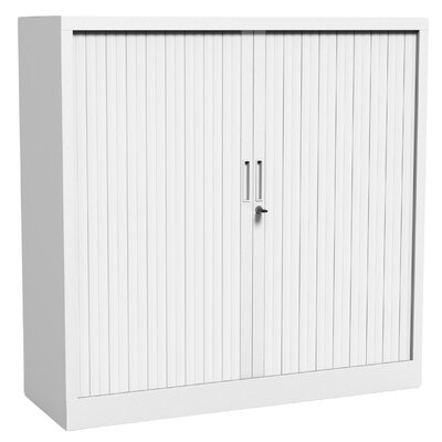 Armoire à rideaux monobloc basse MT International, corps et rideaux blancs