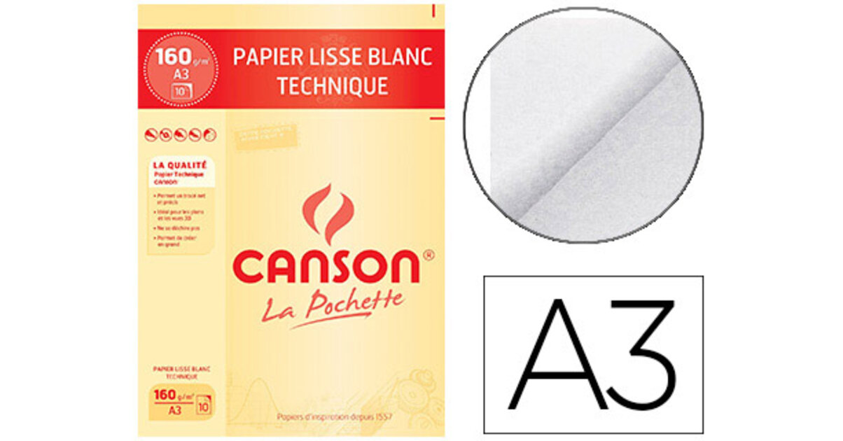 Pochette Canson Papier à Dessin Blanc Recyclé 24x32cm - 10 Feuilles 160g/m² - Idéal Rentrée Des Classes