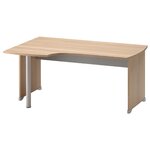 Plan compact gauche Jazz+ 160 cm pieds panneaux hêtre ambré et gris météor Gautier Office