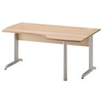 Plan compact droit Jazz+ 160 cm pieds métal hêtre ambré et gris météor Gautier Office