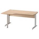 Plan compact gauche Jazz+ 160 cm pieds métal hêtre ambré et gris météor Gautier Office