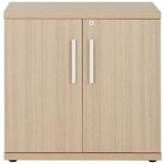 Rangement bas 2 portes Brabant 80 cm chêne structuré blanc Gautier Office, vue 2
