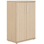 Rangement mi-hauteur 2 portes Brabant 80 x 123 cm chêne structuré blanc Gautier Office, vue 1