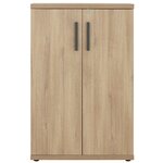 Rangement mi-hauteur 2 portes Brabant 80 x 123 cm chêne du bocage anthracite Gautier Office, vue 1