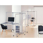 Cloison de protection mobile double PAPERFLOW PMMA aluminium vue 2