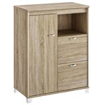 Rangement mi-hauteur 1 porte 2 tiroirs 1 niche Mambo chêne Sonoma blanc Gautier Office