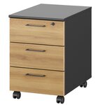 Caisson mobile 3 tiroirs Jazz+ chêne du bocage et gris anthracite Gautier Office