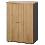 Rangement mi-hauteur 3 portes Jazz+ chêne du bocage et gris anthracite Gautier Office