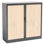 Armoire à rideaux monobloc basse anthracite et érable MTI