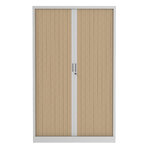 Armoire à rideaux monobloc haute blanc et chêne MTI