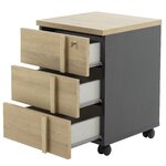 Caisson mobile 3 tiroirs Italic chêne du bocage et anthracite Gautier Office vue 3