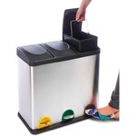 Poubelle de tri sélectif métal Q-Connect 3 compartiments 45 L