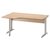 Plan compact gauche Jazz+ 160 cm pieds métal hêtre ambré et gris météor Gautier Office