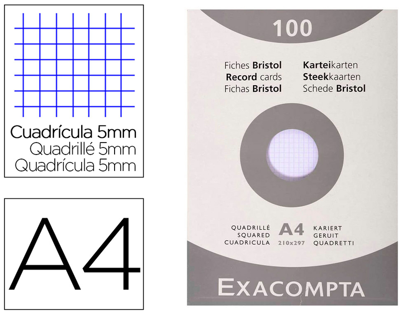 EXACOMPTA Etui de 100 fiches bristol non perforées 148x210mm (A5) unies  Blanc : : Fournitures de bureau