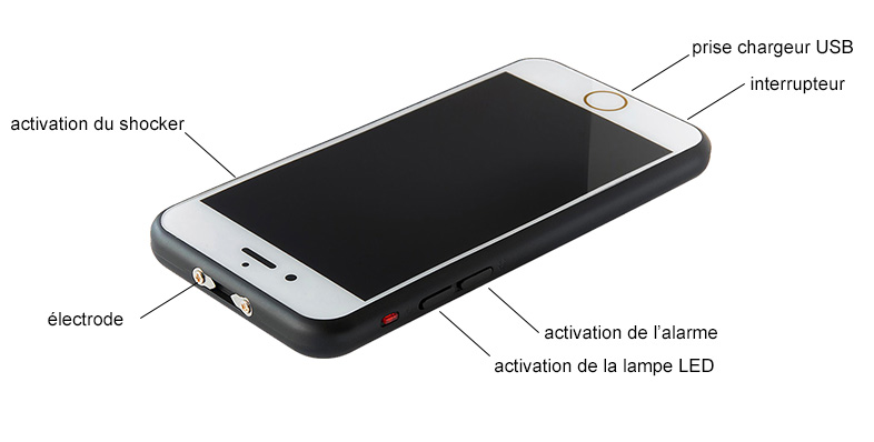 Taser Electrique avec lampe LED - apparence iPhone 6