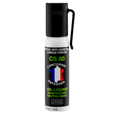 Bombe de défense lacrymogène gel cs 25 ml