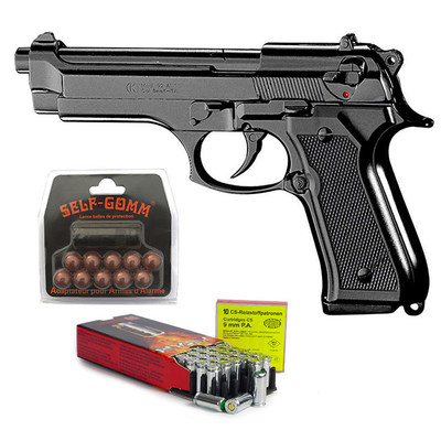 Pack Pistolet à blanc Beretta 92 F noir calibre 9mm