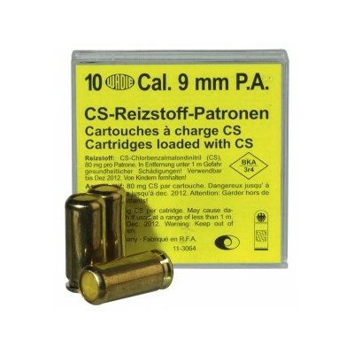 Boîte de 10 cartouches 9 mm gaz lacrymogène cs