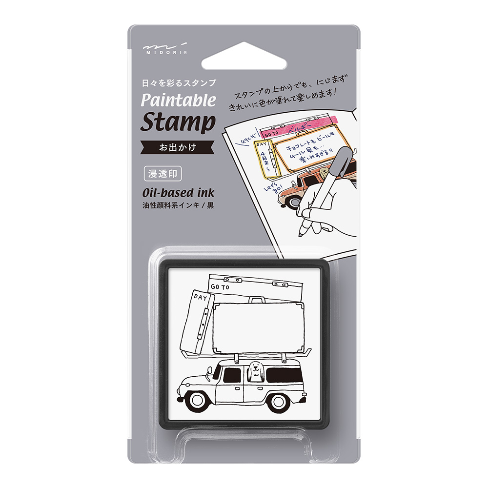MIDORI Paintable Stamp - Tampon pré-encré - Voyage