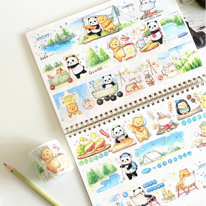 Washi Tape - Motif Camping Partons à l’aventure - 5cm x 10m