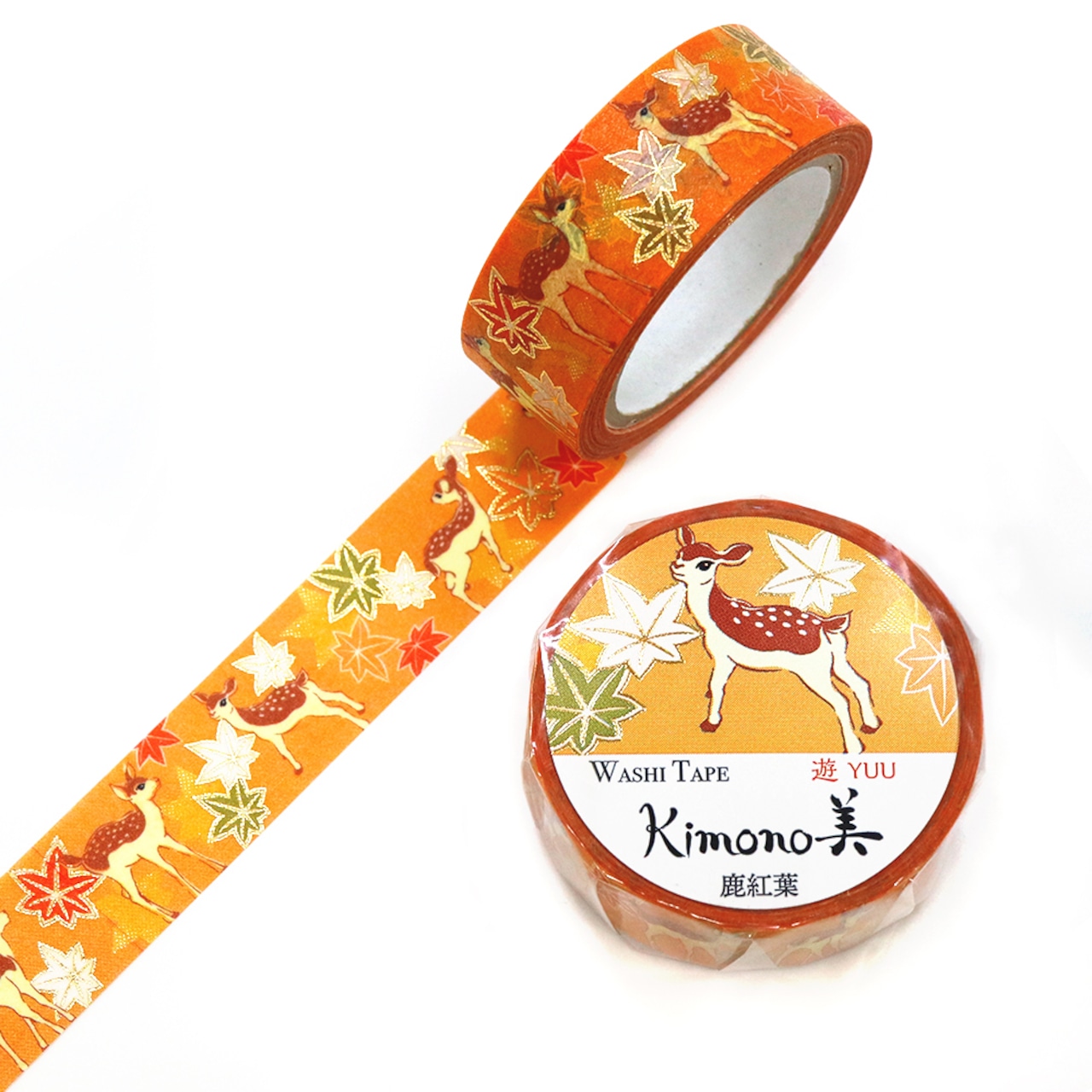 SAIEN Kimono - Masking Tape Cerf et feuilles d’érable - 15mm x 7m
