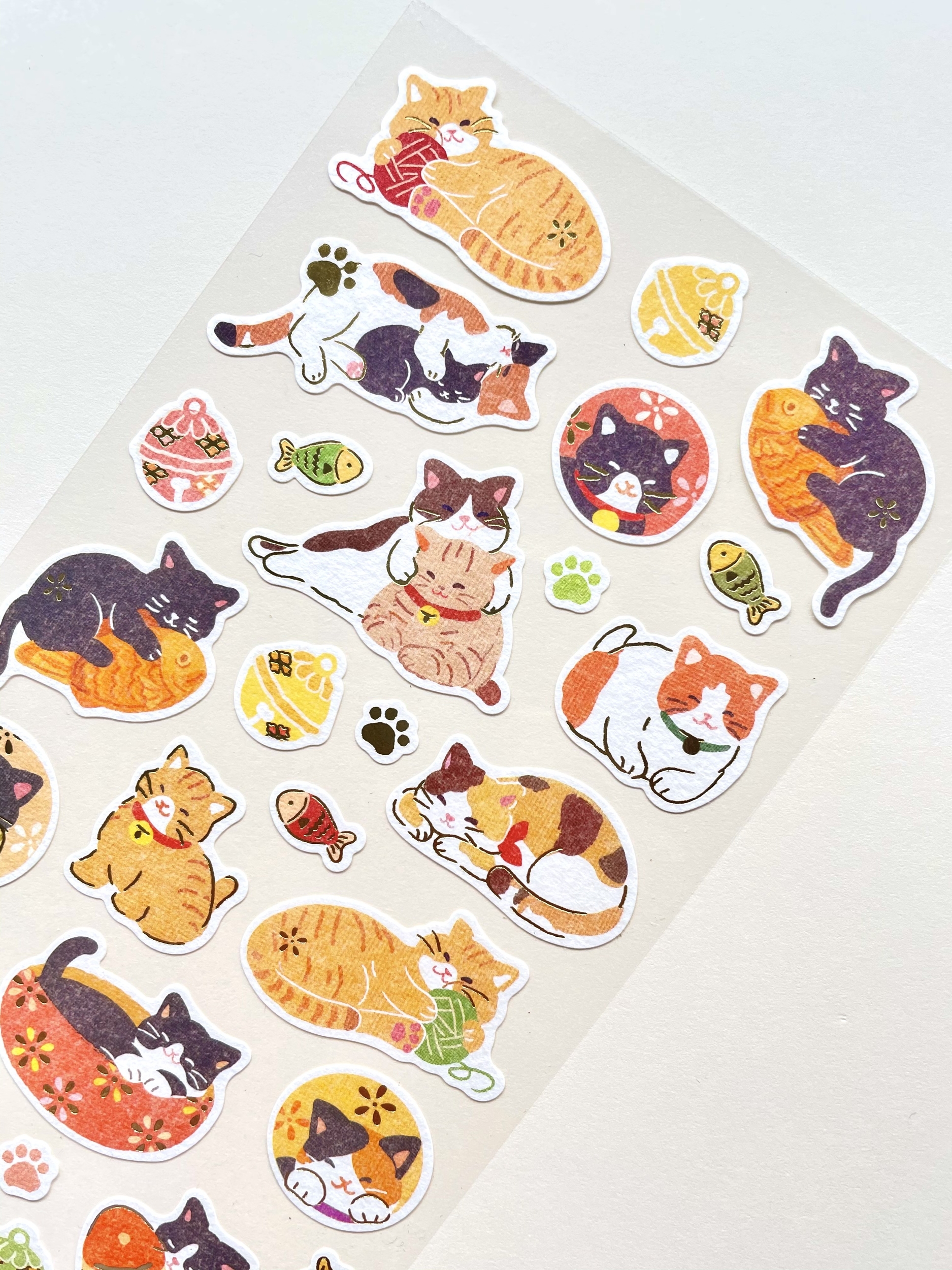 Stickers Chats Neko en papier japonais - WANOWA