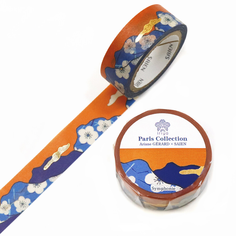 SAIEN × Ariane Gérard – Washi Tape “Symphonie” Fleurs de prunier dorées – 15 mm × 7 m