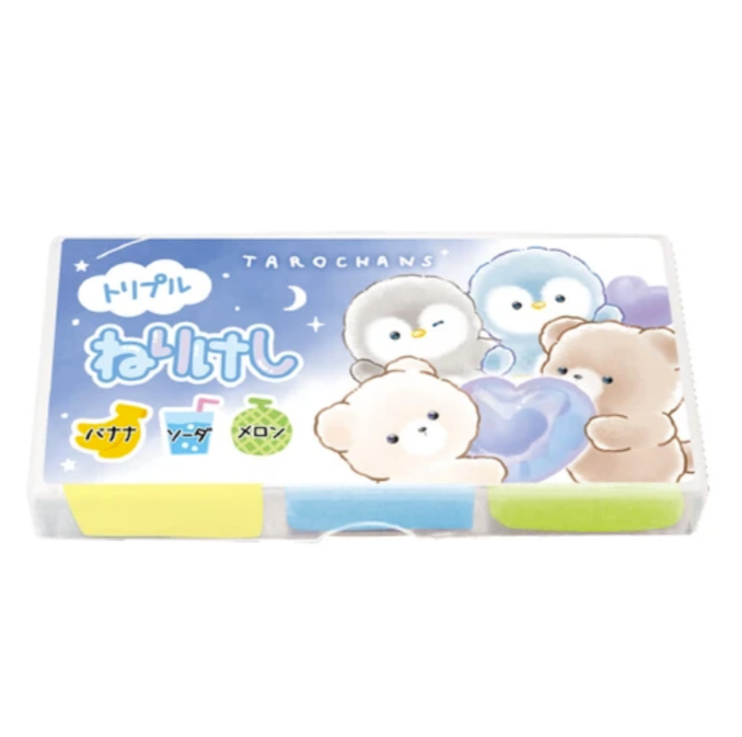 Set de 3 gommes mie de pain parfumées Tarochans – Banane, melon & soda