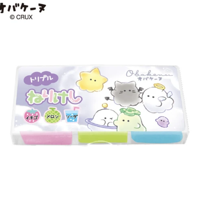 Set de 3 gommes mie de pain parfumées Obakenu – Fraise, melon & soda