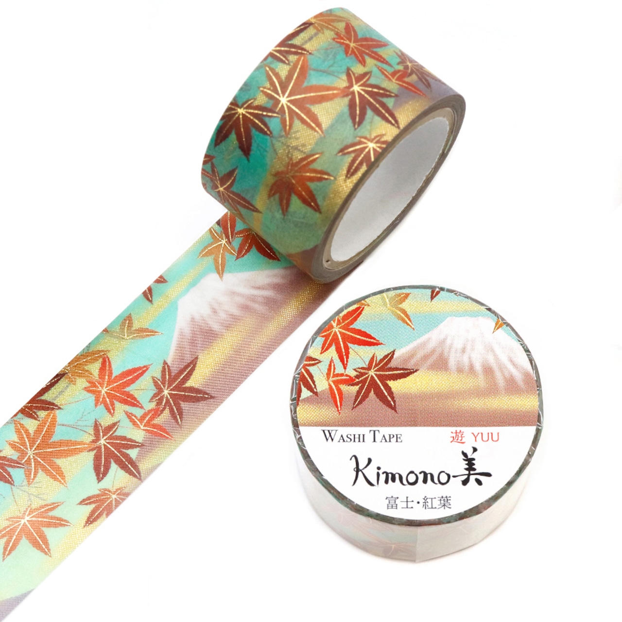 SAIEN Kimono – Washi Tape « Mont Fuji et érables d’automne » – 25mm×5m