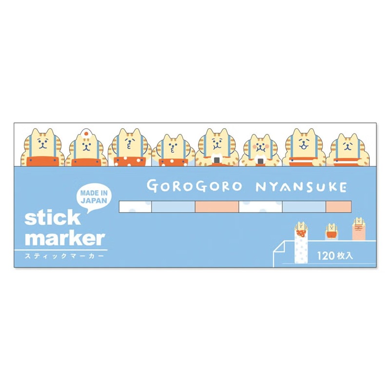 Mind Wave Gorogoro Nyansuke – Marque-pages adhésifs Chats à bretelles – Bleu
