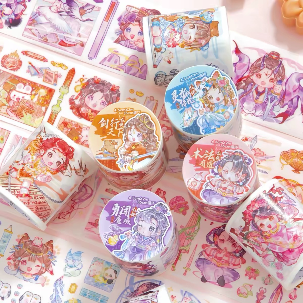 Washi Tape Kawaii – Univers Fantastique Chinois – 45mm × 2m