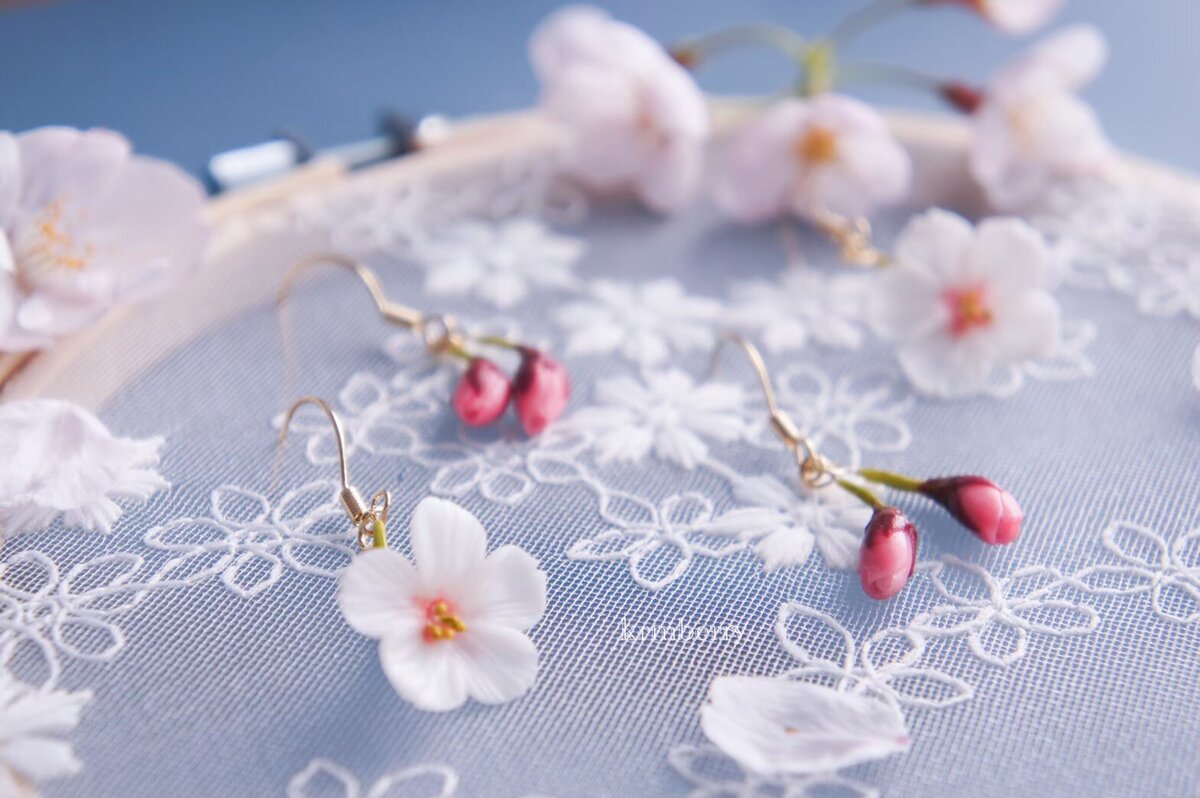 Boucles doreilles fleurs de cerisier 3