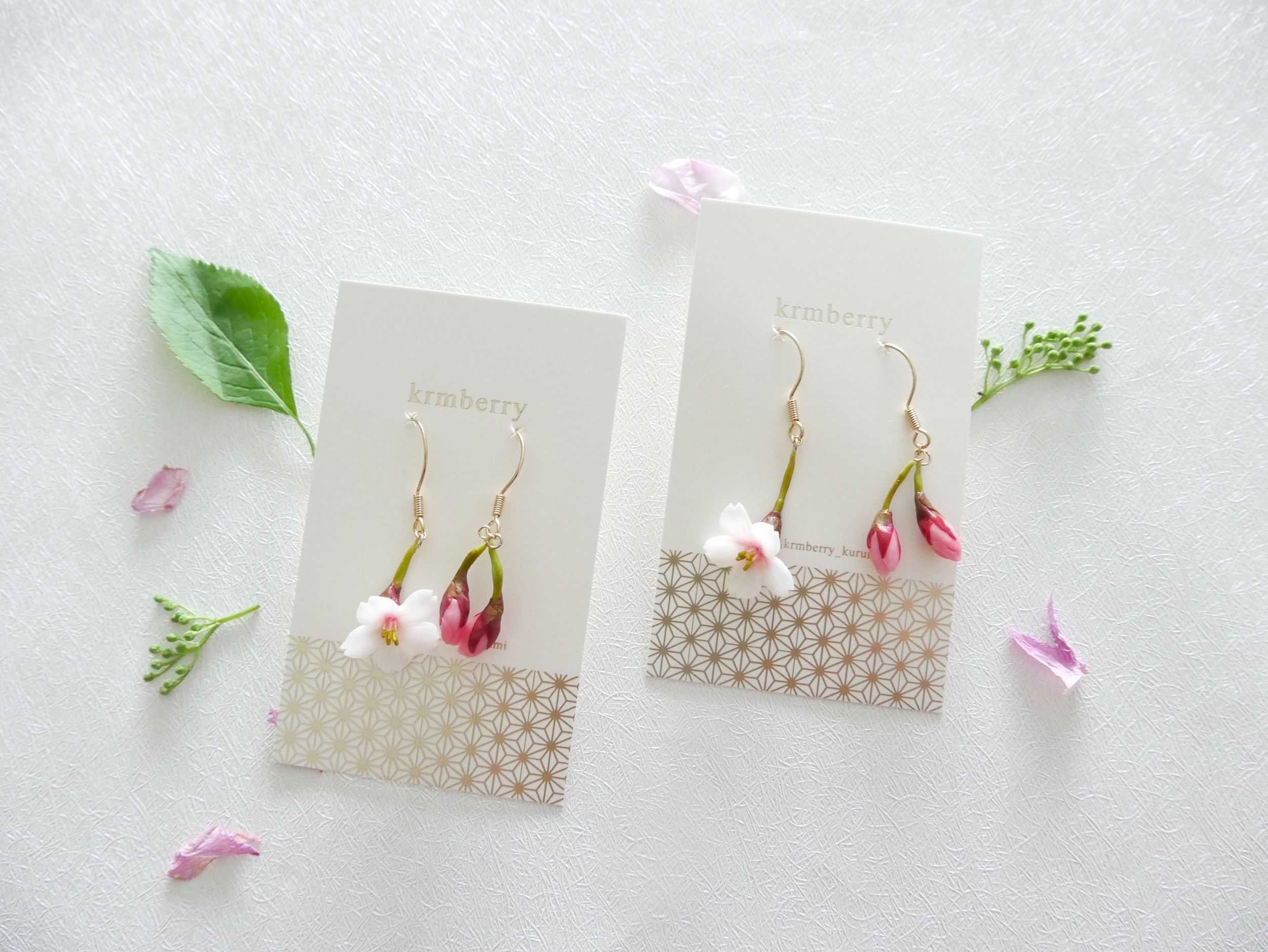 Boucles d\'oreilles faites main【Fleur de cerisier】 - Artisanat japonais