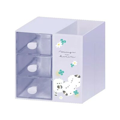 Kawaii Tori – Petit meuble de rangement 3 tiroirs avec pot à crayons