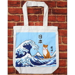 Tote bag shiba et vague_1