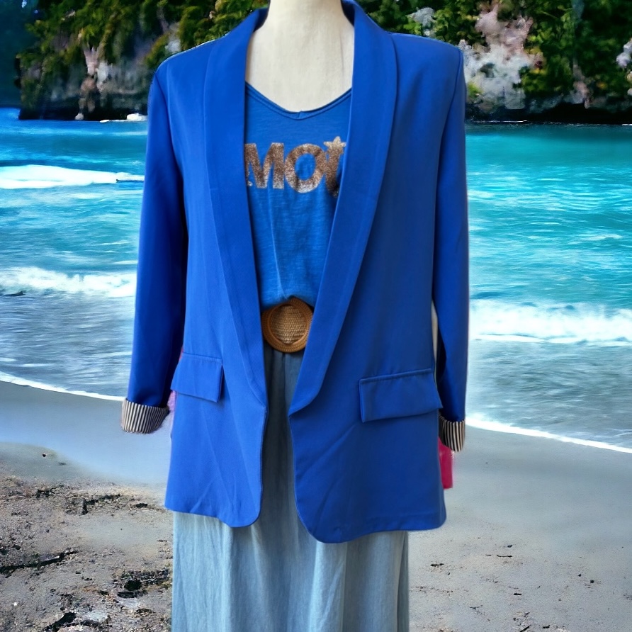 VESTE ARIA BLEU FEMME MADE IN ITALIE BLAZER