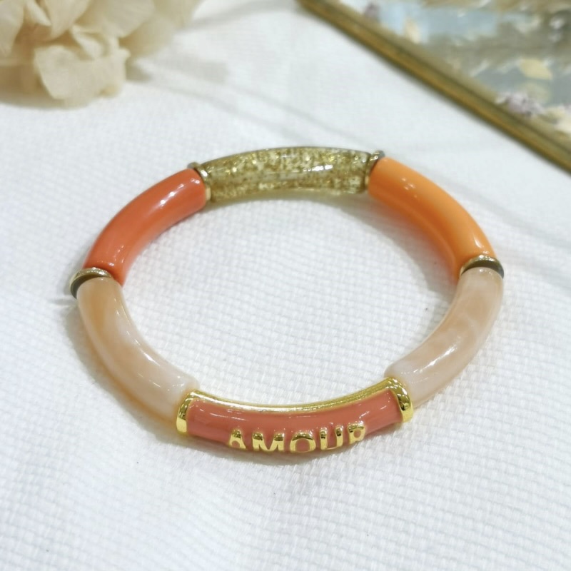 Bracelet jonc femme Lila angelesens orange