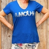 Tee-shirt GABY bleu amour col V