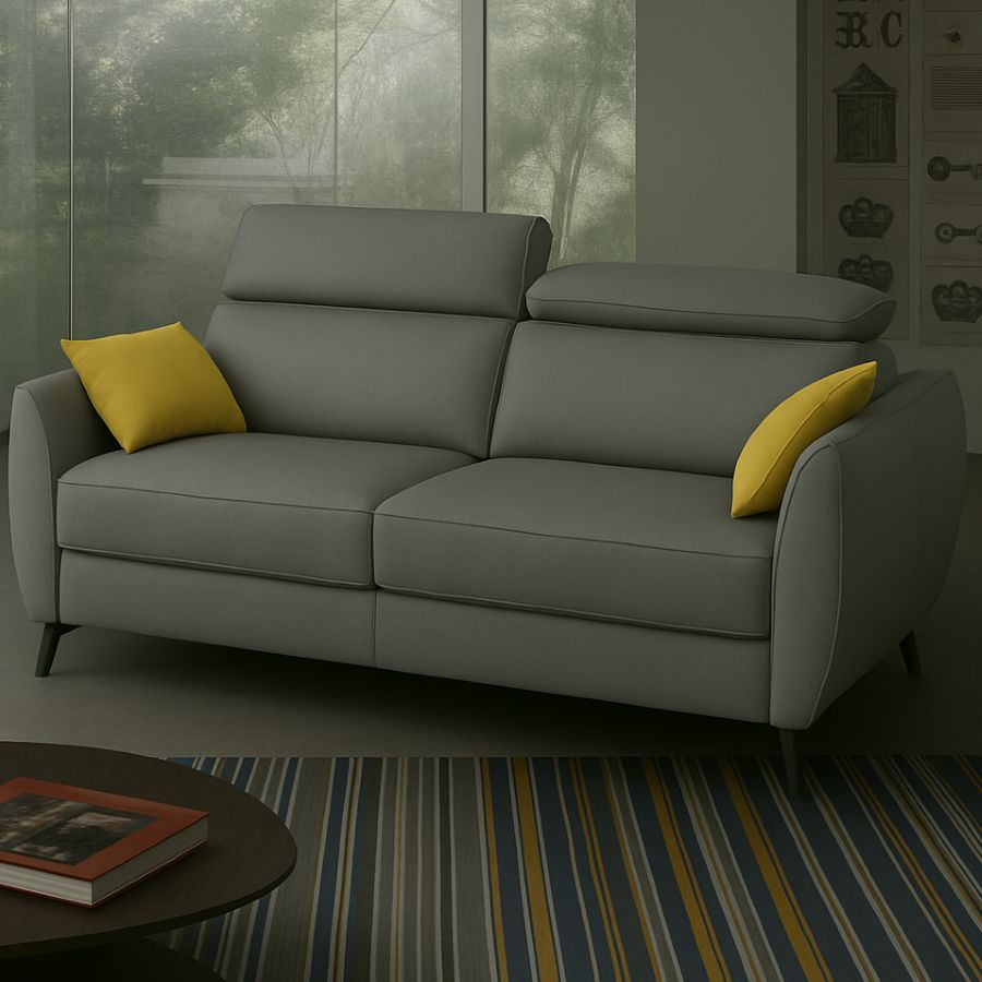 Canapé convertible cuir gris Emma