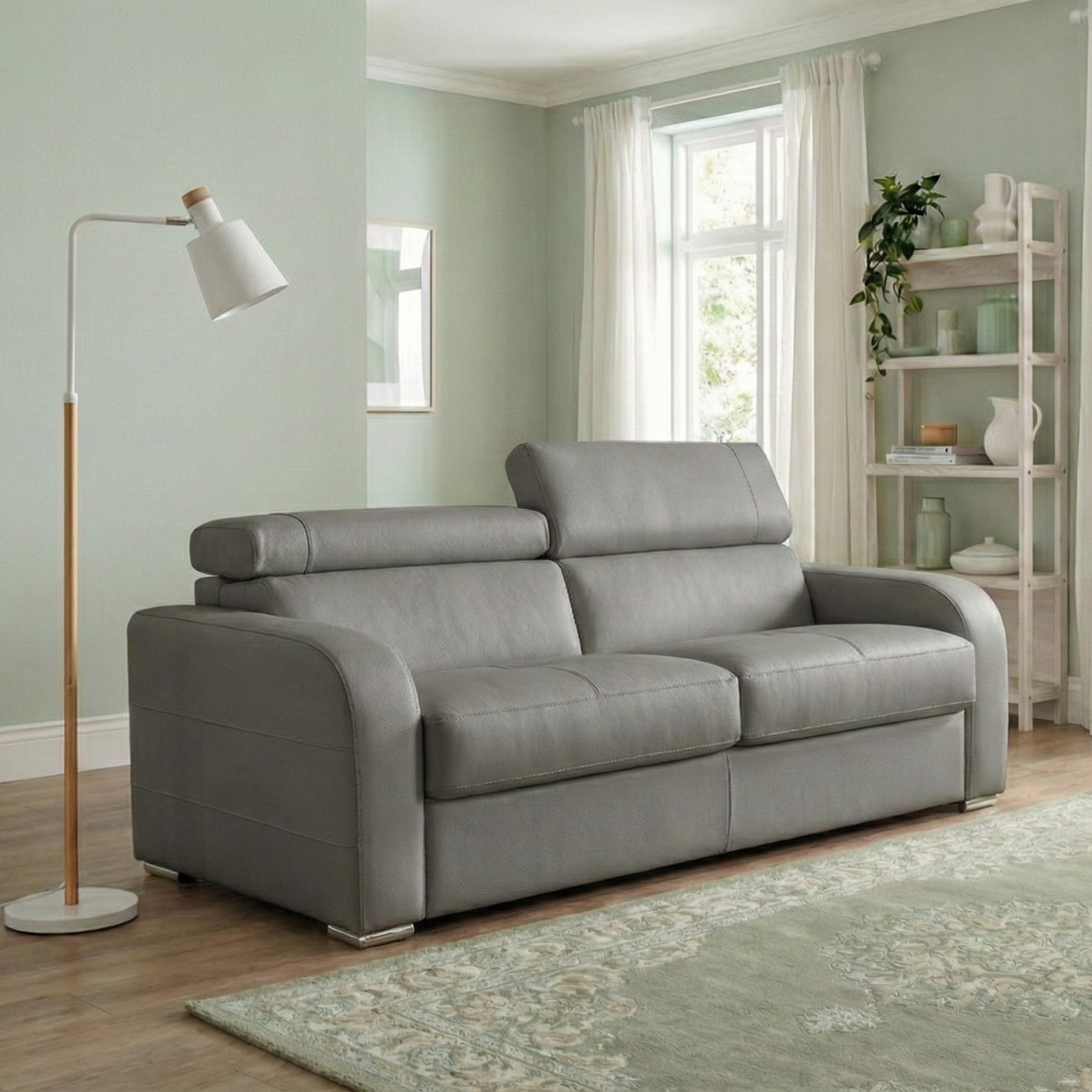 Canapé convertible simili cuir 3 places gris Calito | Maisons du Monde