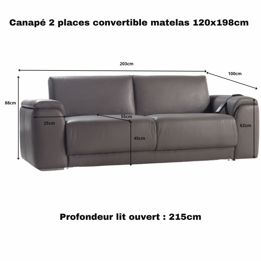 mesures-canape-2-places-convertible-electrique-cuir-volta