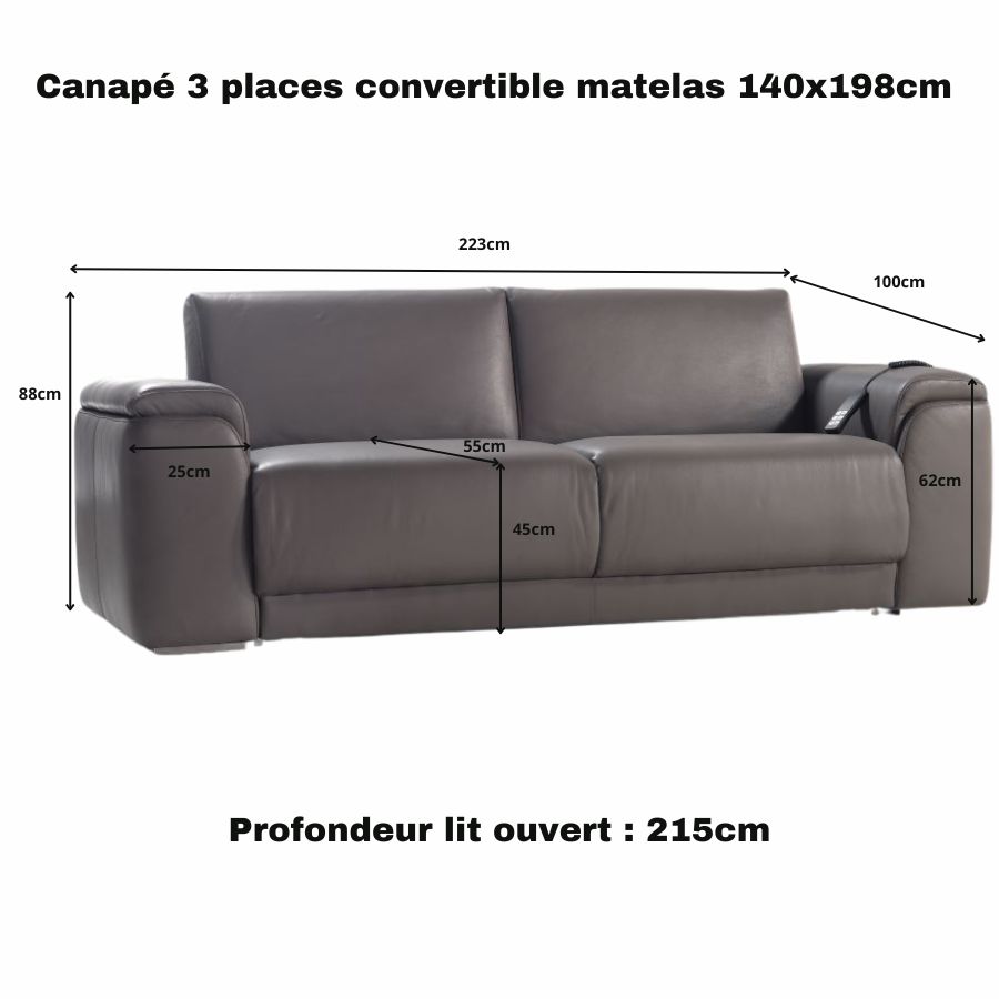 mesures-canape-3-places-convertible-electrique-cuir-volta