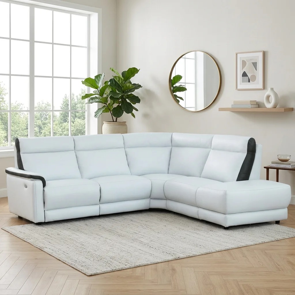 Canapé d\'angle Relax Electrique MEGEVE Cuir